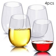 Pack of Adventure Shatterproof Wine Glass Unbreakable PET Red Wine Tumbler Glasses Cups, 4 piece/Set